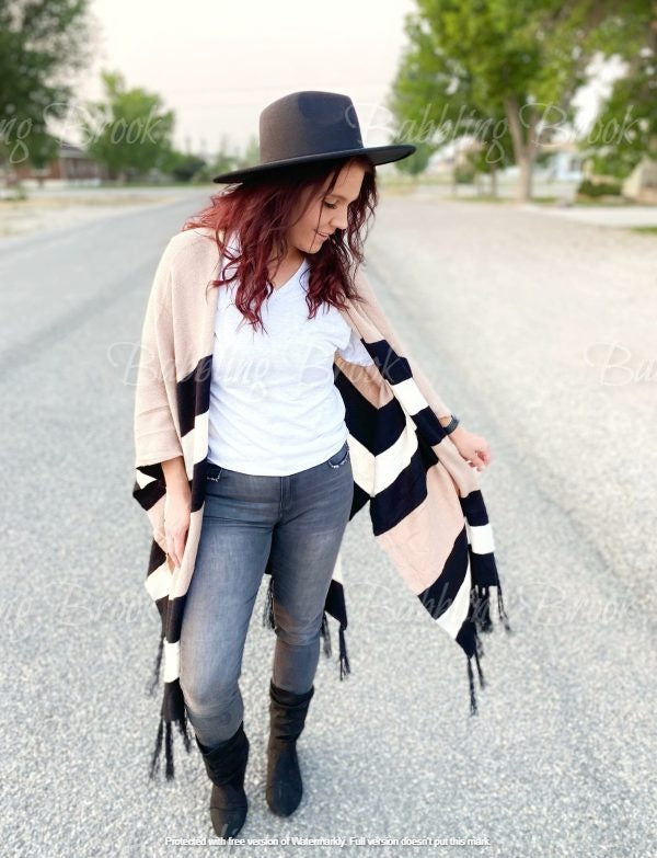 Knit Striped Kimono - One Size