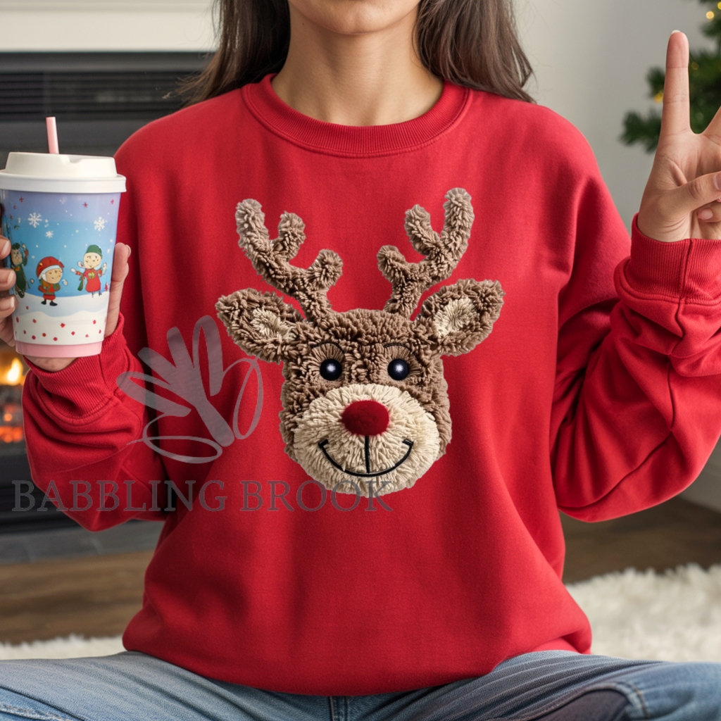 Faux Yarn Rudolph Sweatshirt