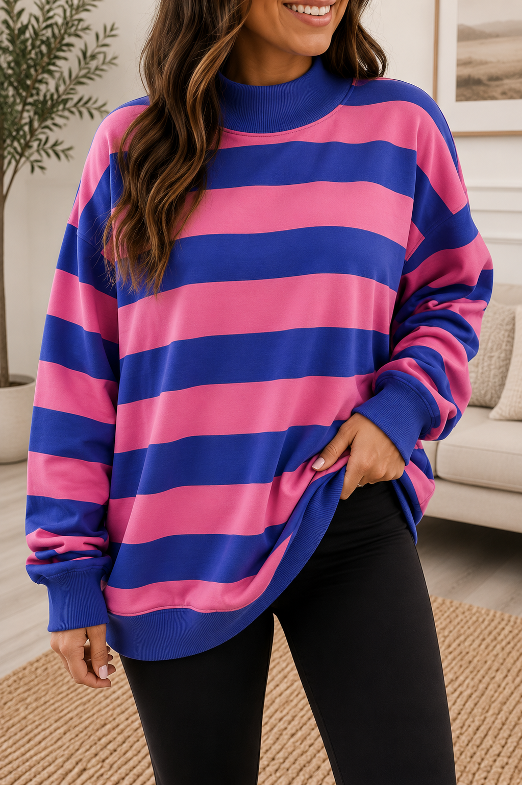 Stripe Colorblock Sweatshirt