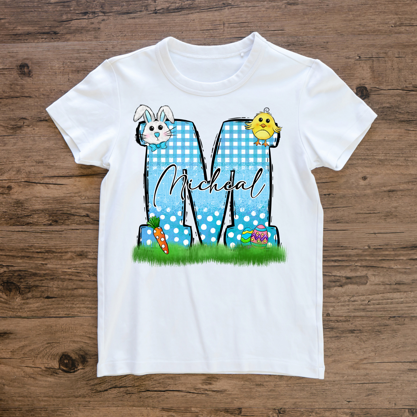 Personalized Child's Easter Short Sleeve Shirt - Boy Name 2 Options