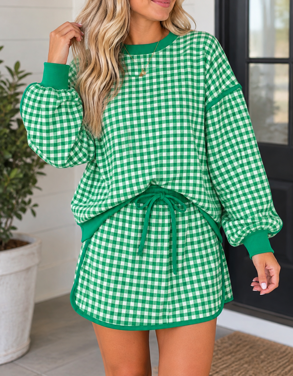 Red Gingham Skort Set