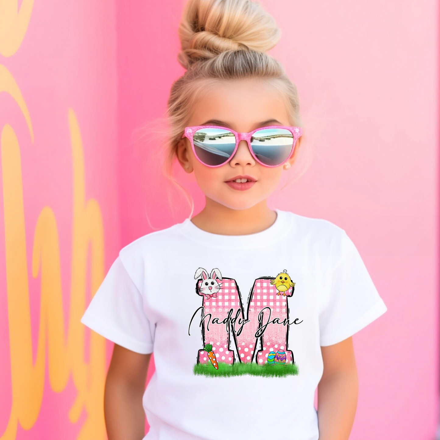 Personalized Child's Easter Short Sleeve Shirt - Girl Name 4 Options
