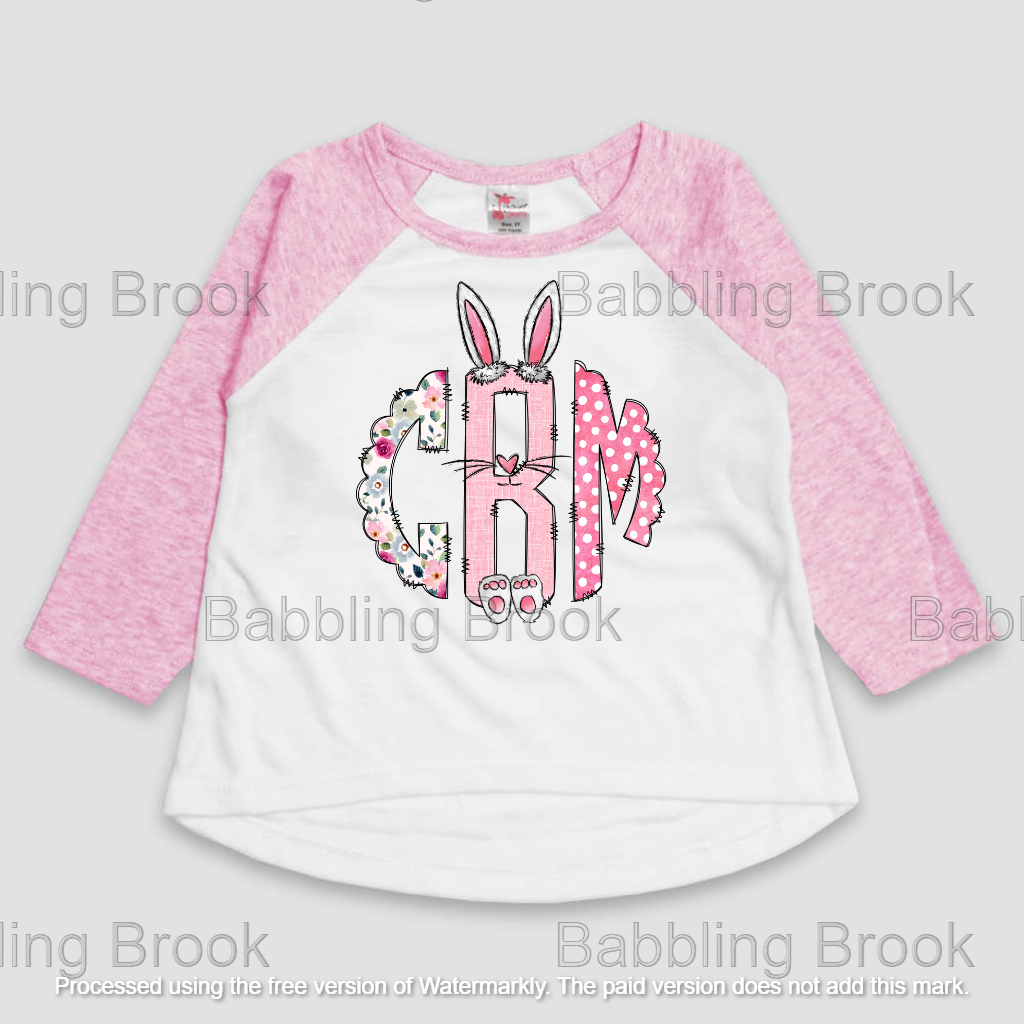 Personalized Child's Easter Raglan Shirt - 2 Girl Monogram Options