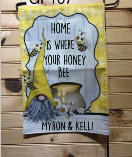 Gnome with Honey Garden Flag
