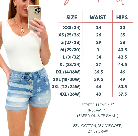 Distressed Stars and Stripes Denim Shorts