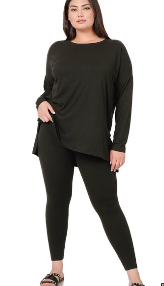 Black Brushed Microfiber Lounge Set