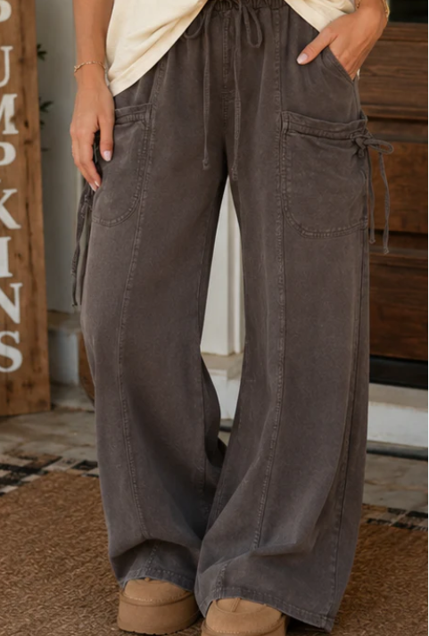 Dark Brown Mineral Wash Cargo Pants: Preorder