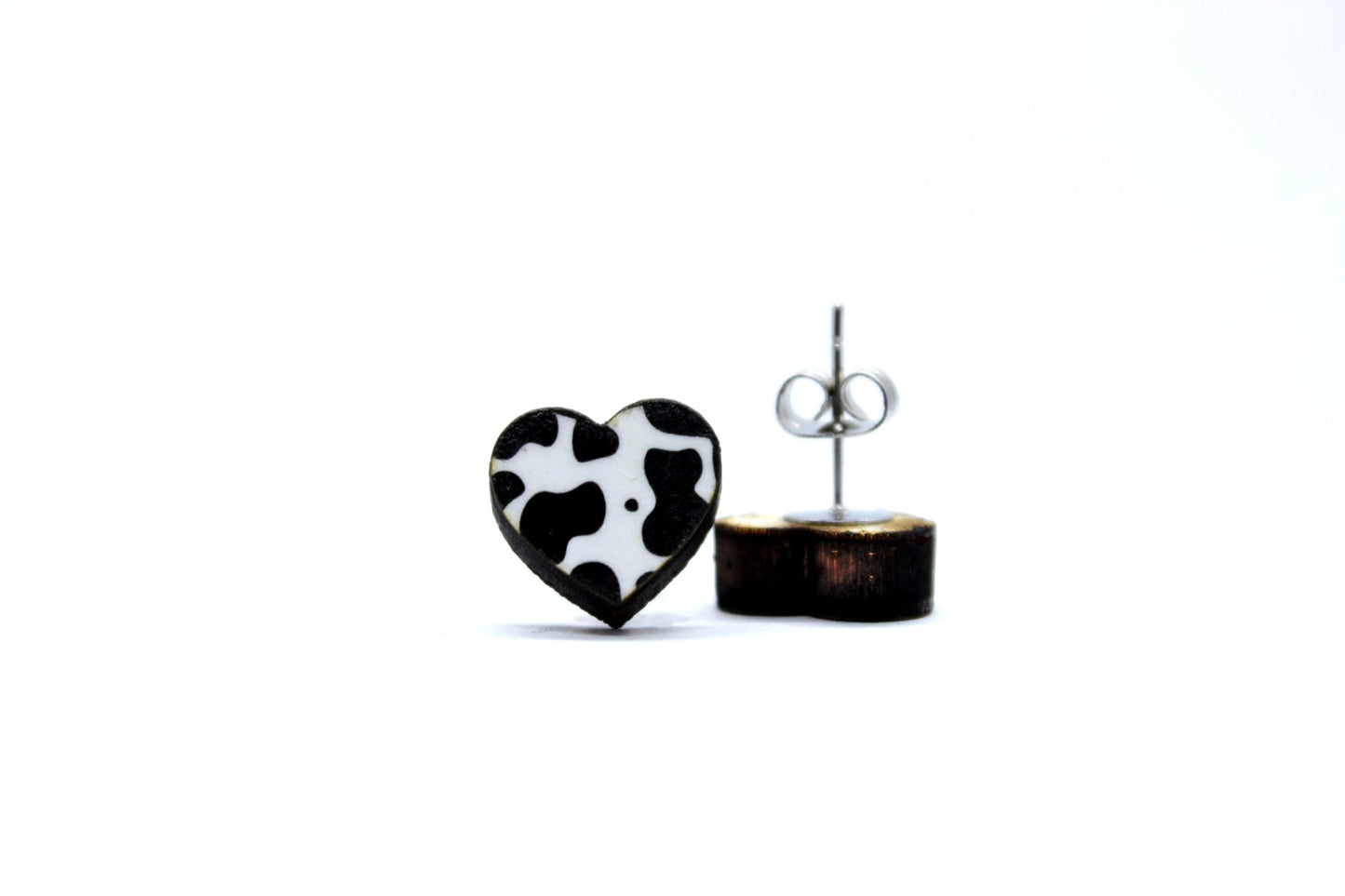 Cow Print Heart Studs - Babbling Brook