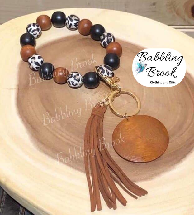 Personalized Beaded Tassel Keychain Wristlet