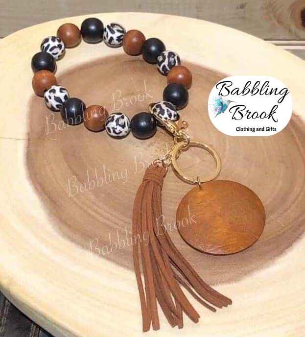 Personalized Beaded Tassel Keychain Wristlet