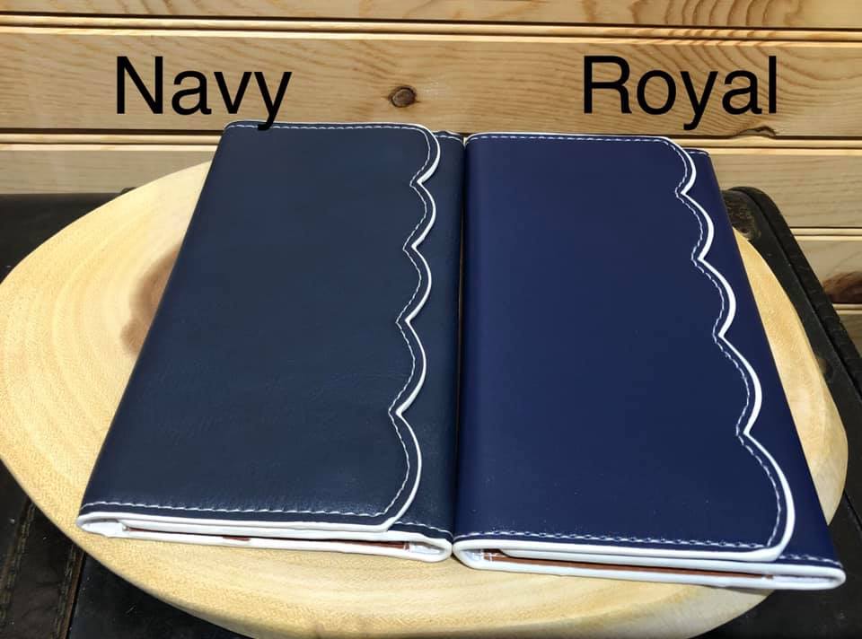 Monogrammed Scalloped Faux Leather Wallets