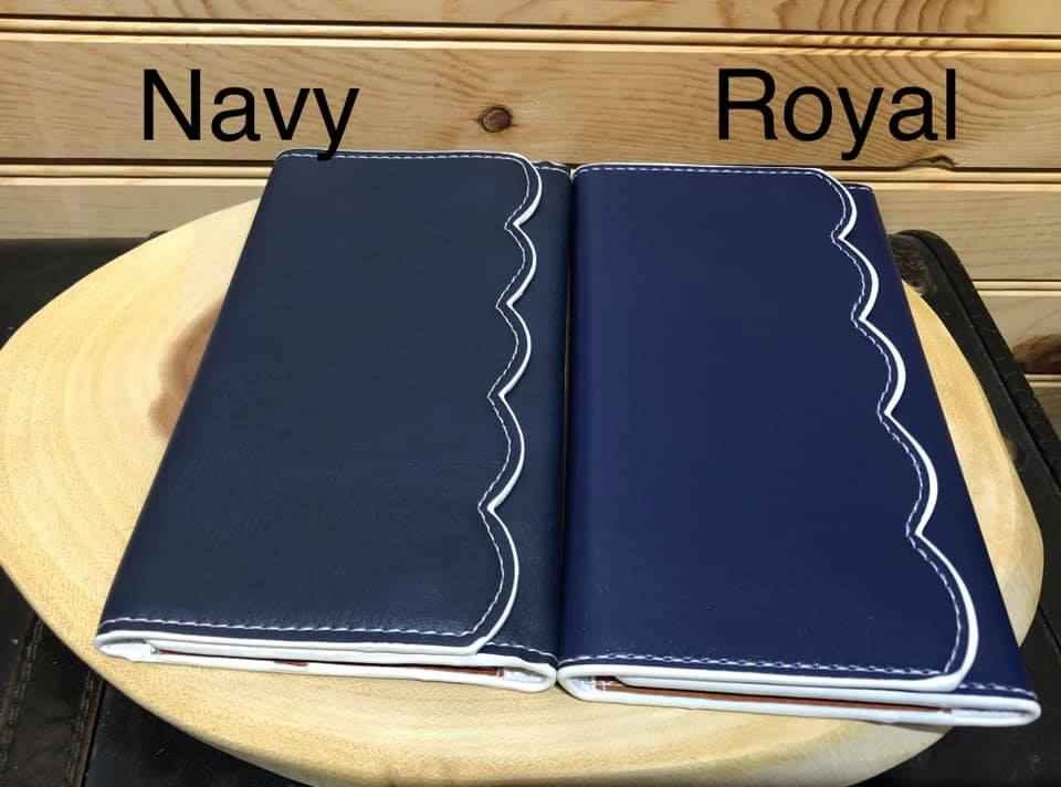 Monogrammed Scalloped Faux Leather Wallets