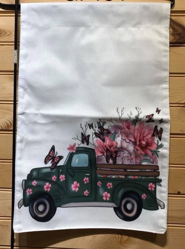 Spring Flowers and Butterflies Truck Garden Flag