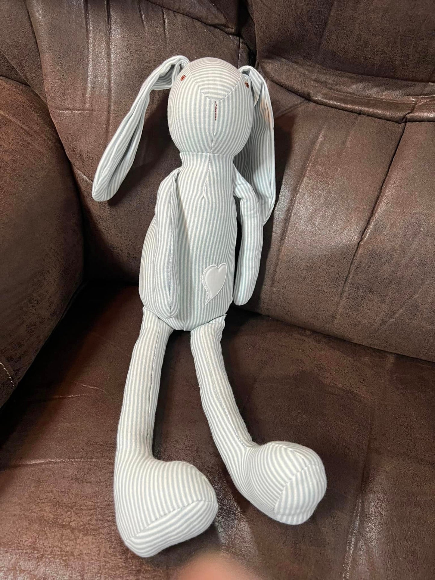Striped Ragdoll Stuffed Bunny - Blue