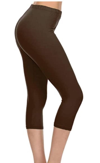 Solid Brown Capri - Plus