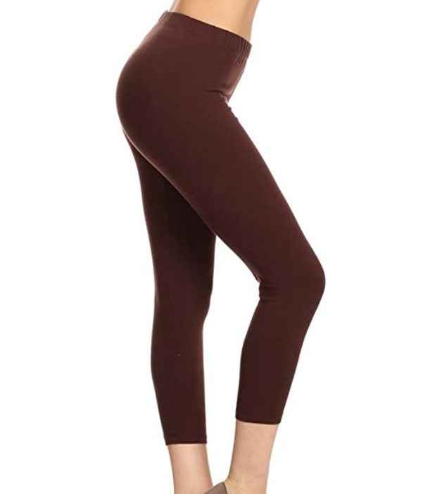 Brown Yoga Band Capri Length Leggings - Plus
