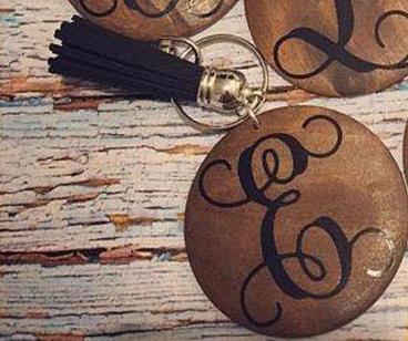 Wooden Key Chain with Black Tassel - Babbling Brook