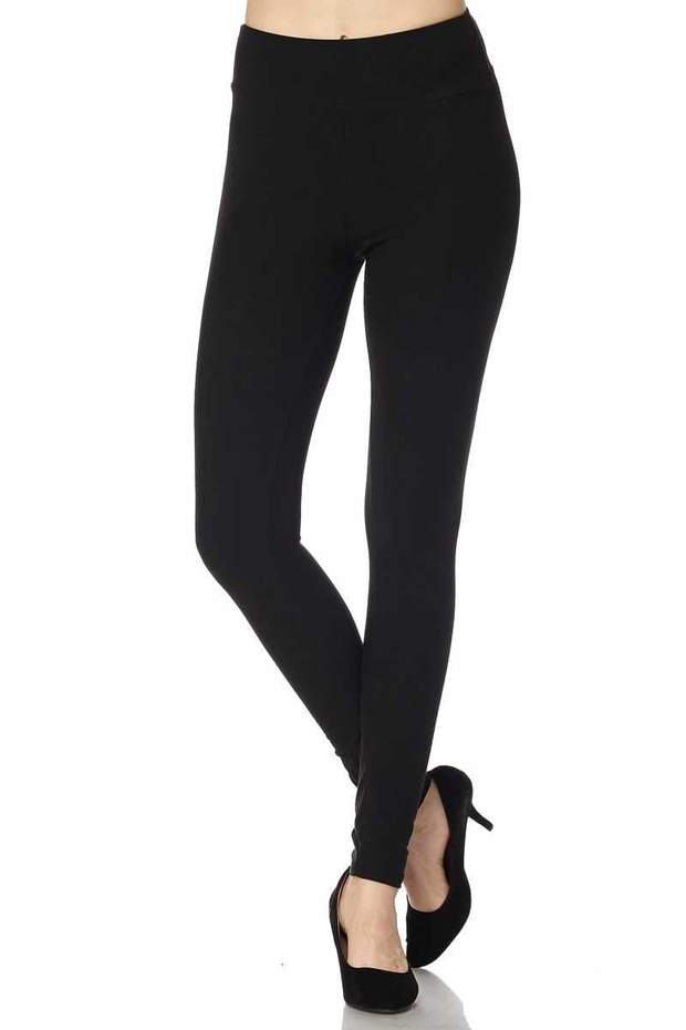 Plus Size Black Yoga Band Leggings - Babbling Brook