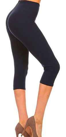 Solid Navy Capri - Plus