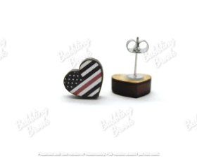 Red Line Heart Stud Earrings