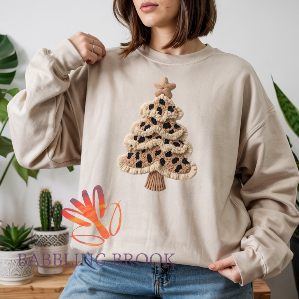 Faux Yarn Leopard Christmas Tree