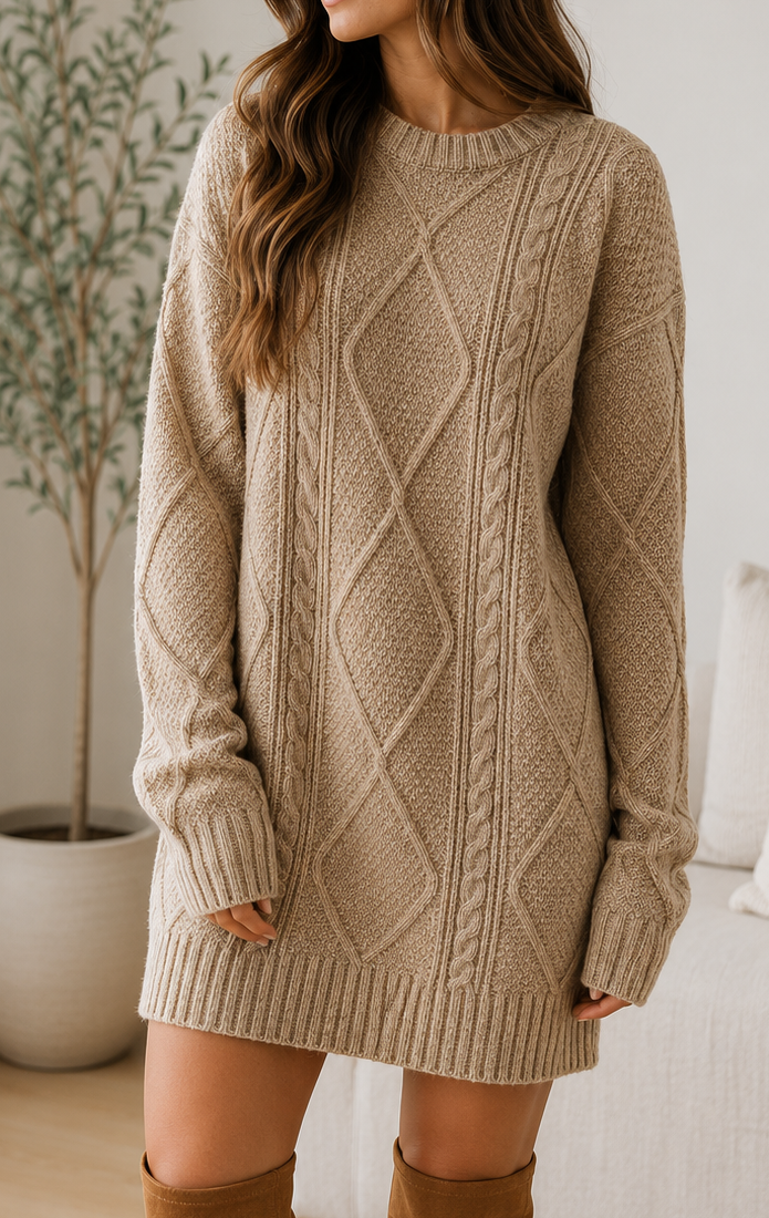 Cable Knit Sweater Dress