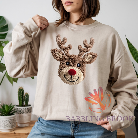 Faux Yarn Rudolph Sweatshirt