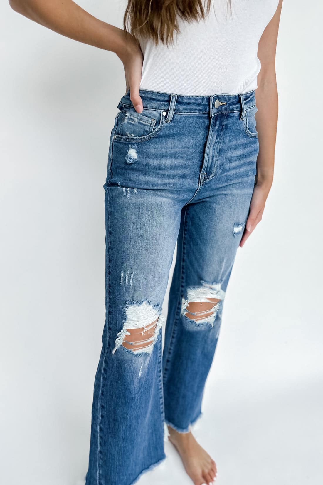 Blakeley Distressed Dark Wash Jeans: Plus