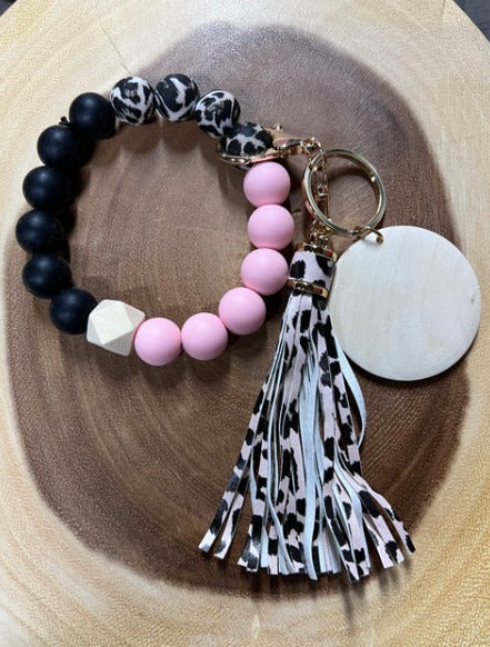 Personalized Beaded Tassel Keychain Wristlet
