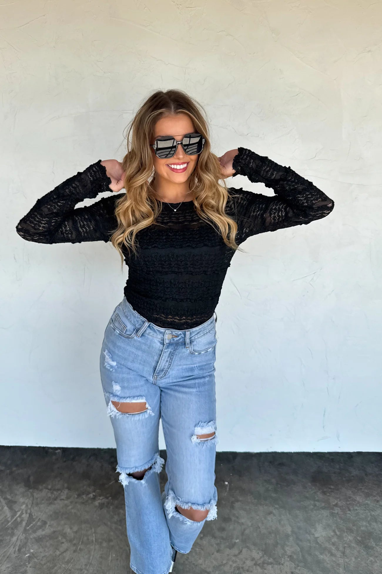 Long Sleeve Rosalie Lace Top by Blakeley