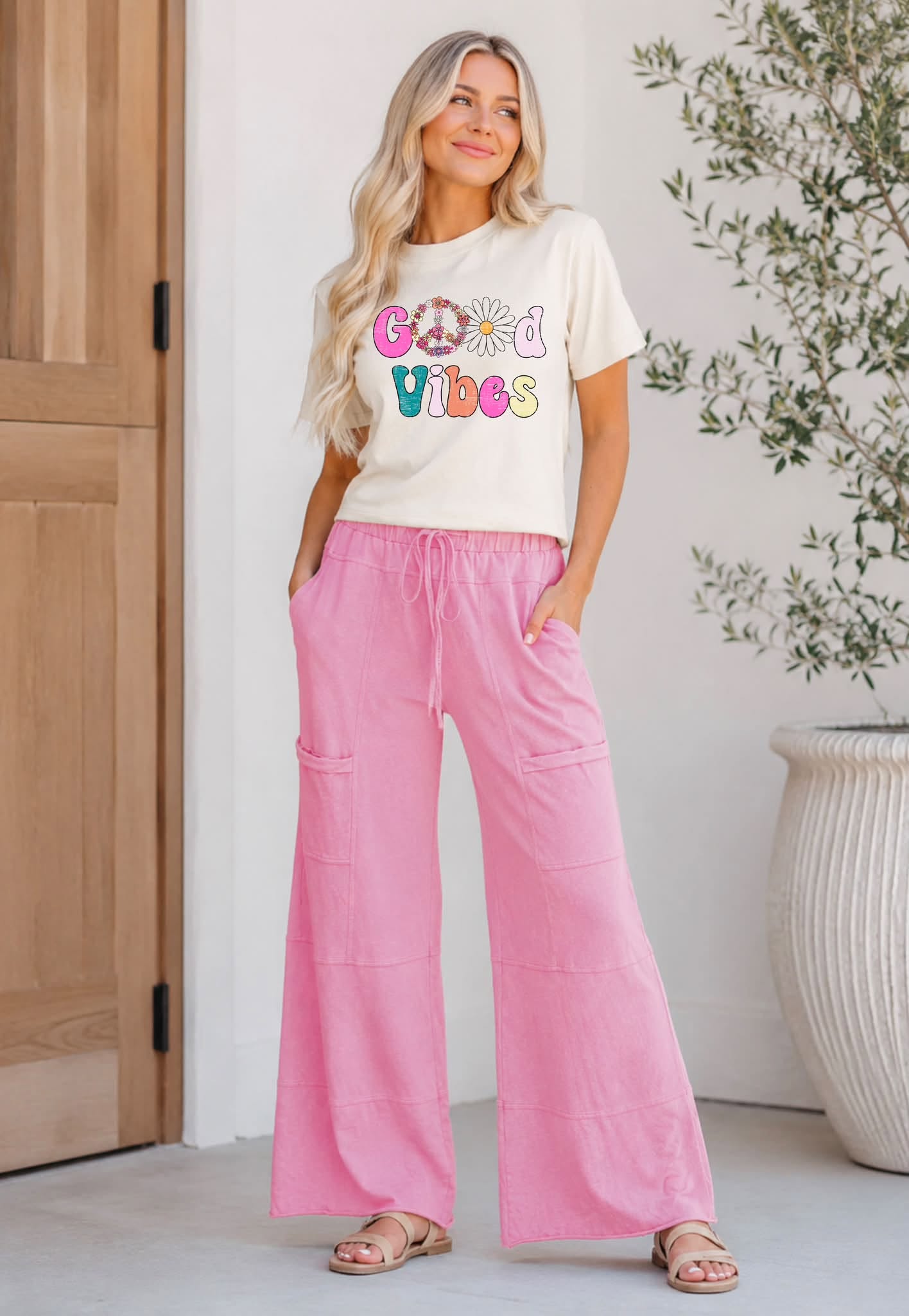 Pink Mineral Wash Cargo Pants:  Preorder