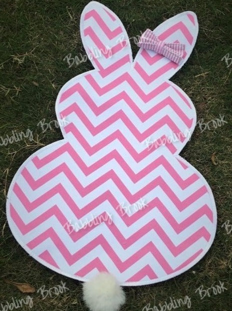 Pink and White Chevron Easter Bunny Garden Flag