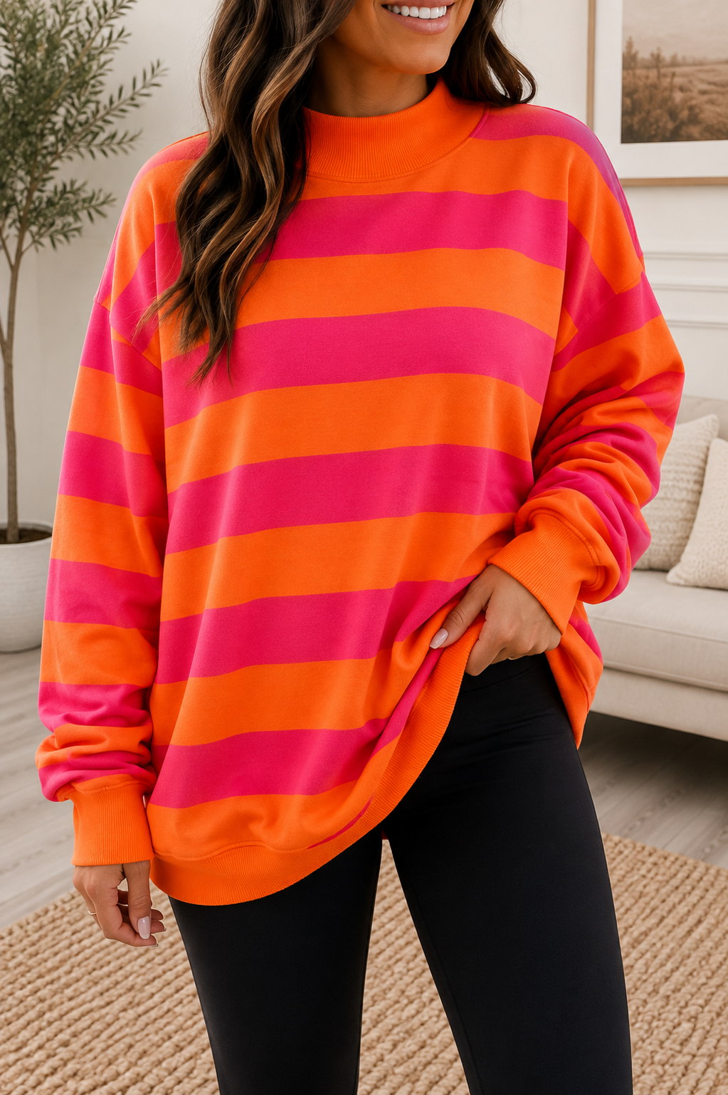 Stripe Colorblock Sweatshirt