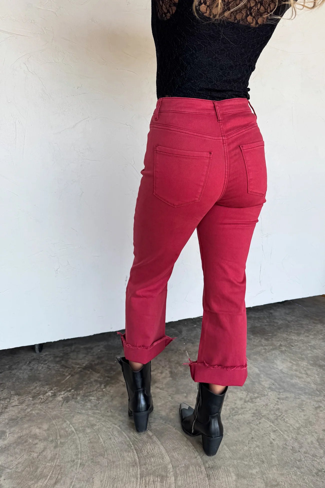 Burgundy Urban Non-Distressed Crop Jeans by Blakeley