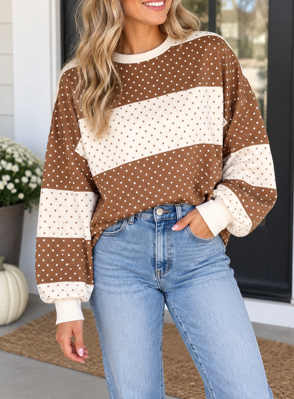 Brown Polka Dot Plus Top