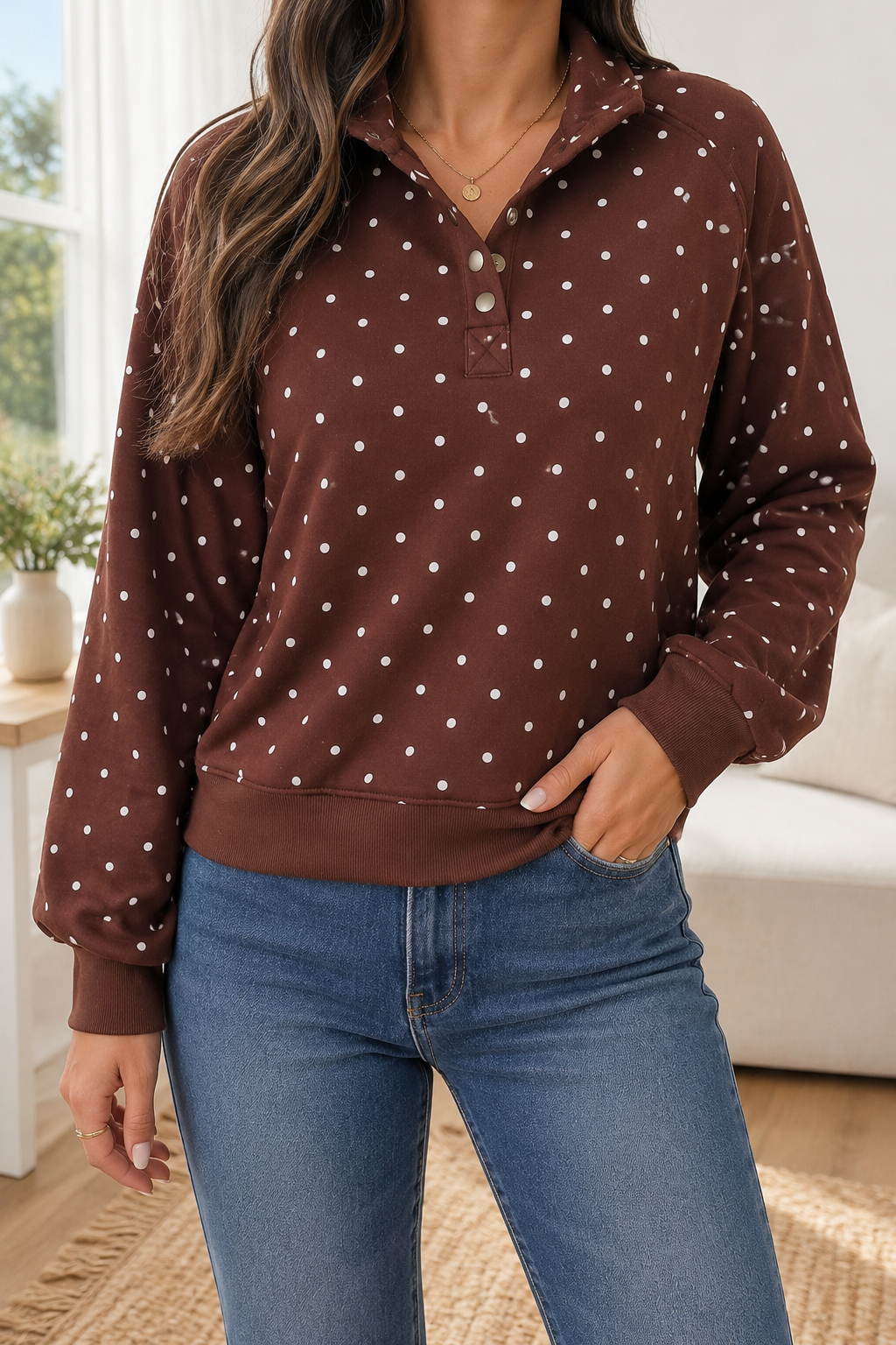 Blue Polka Dot Pullover