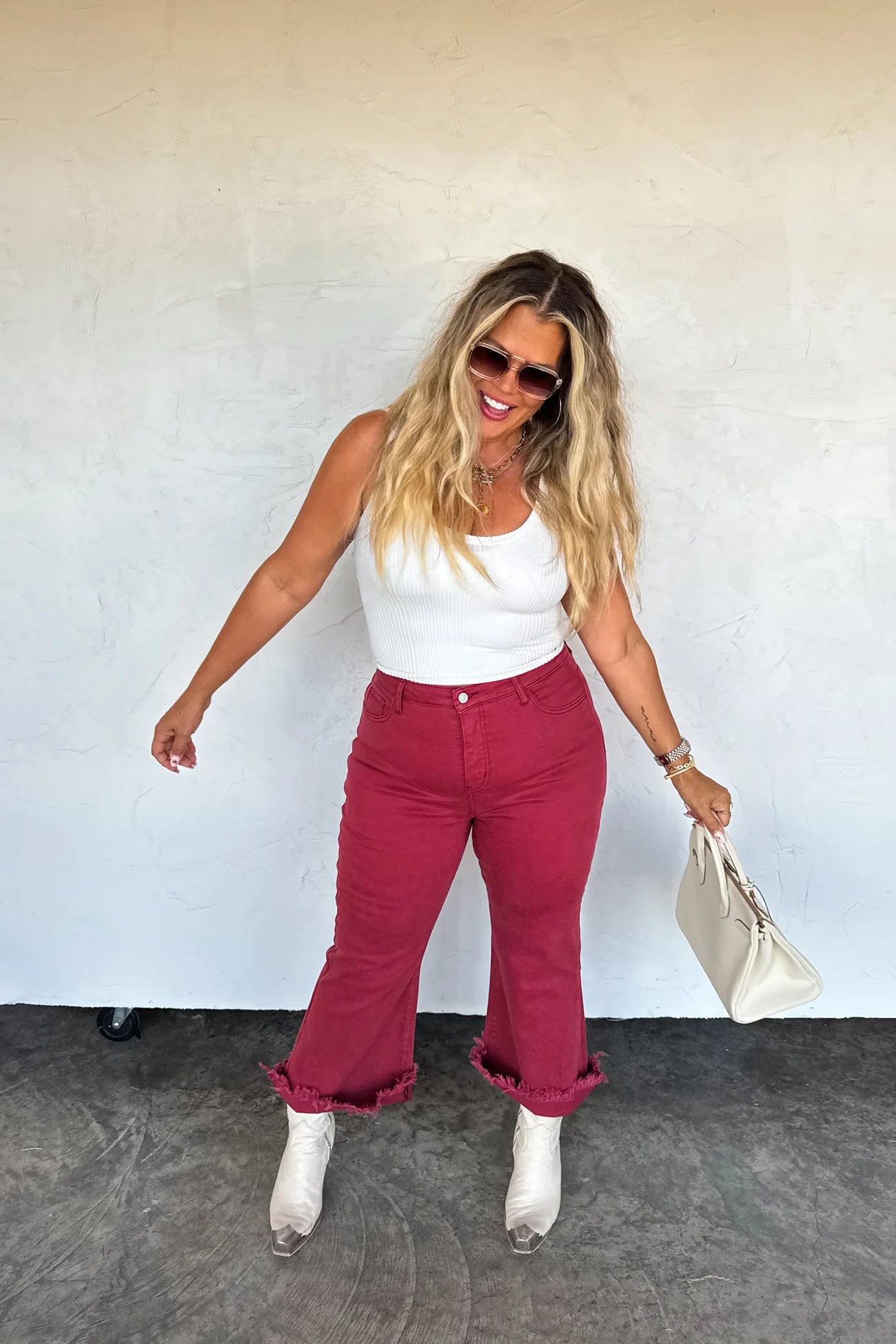 Burgundy Urban Non-Distressed Crop Jeans by Blakeley
