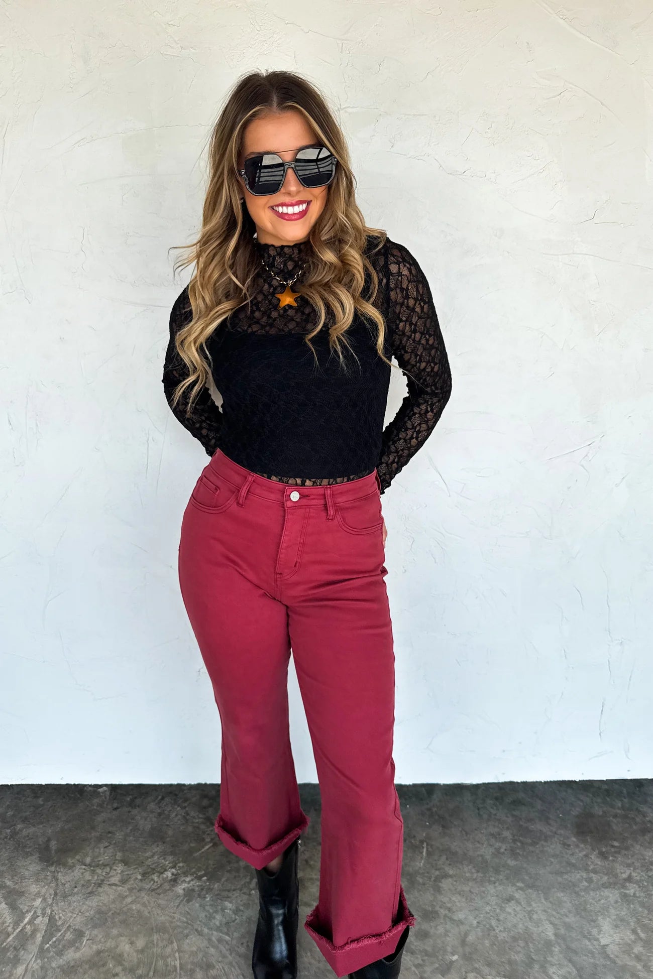 Burgundy Urban Non-Distressed Crop Jeans by Blakeley