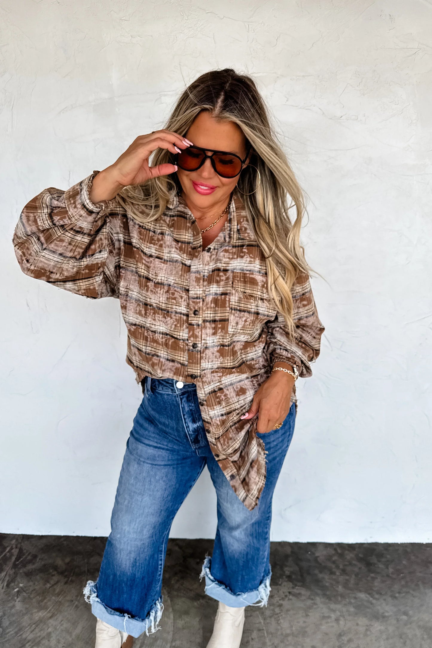 PREORDER: Juniper Bleached Plaid Top
