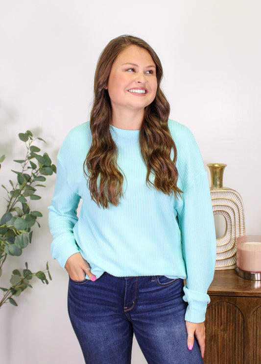 Light Blue Corded Top LT