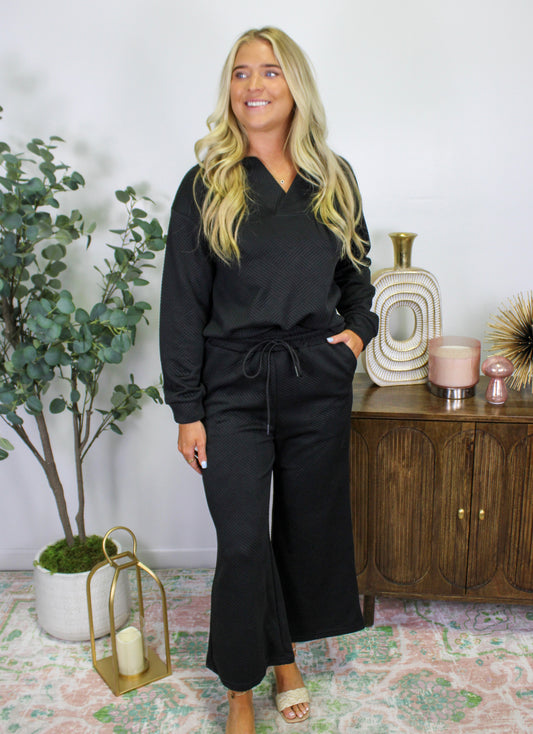 Black Collared Pants Set RTS