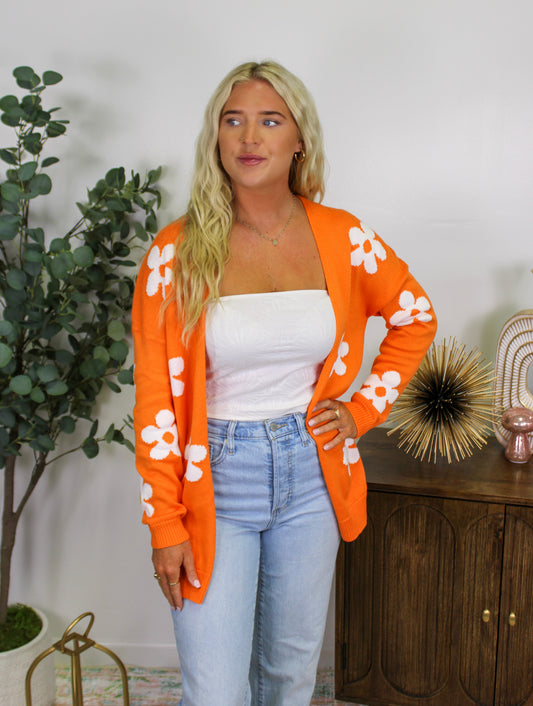 Orange Floral Cardigan RTS