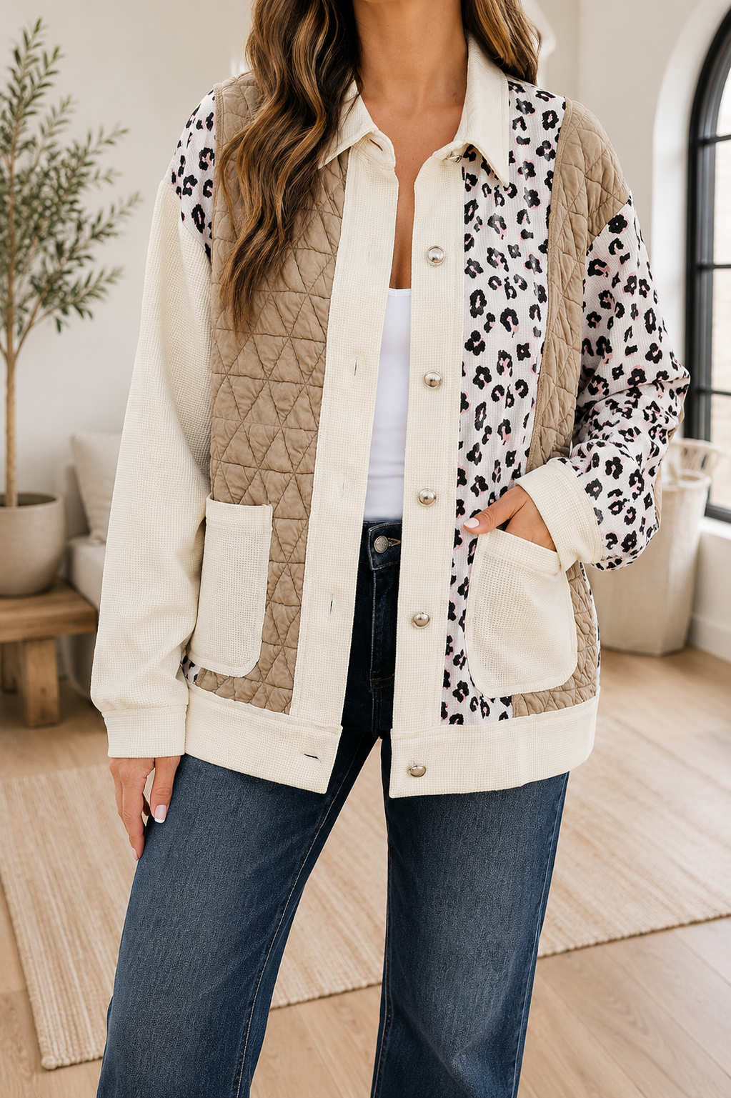 Khaki Leopard Floral Jacket