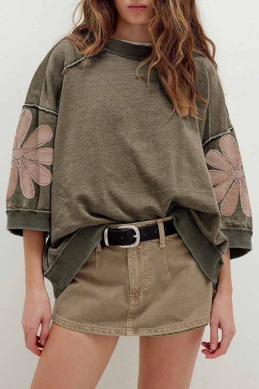 Mineral Wash Raw Seam Patched Top