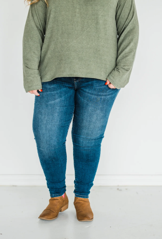 Plus Size Mid-Rise Dark Wash Jeans