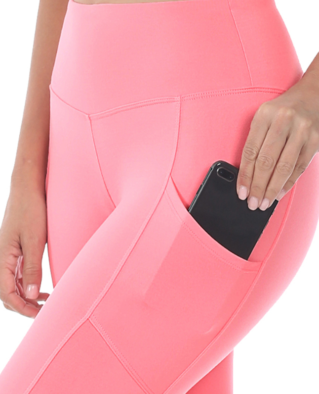 Black Brushed Microfiber Full Length Pocket Leggings - Plus