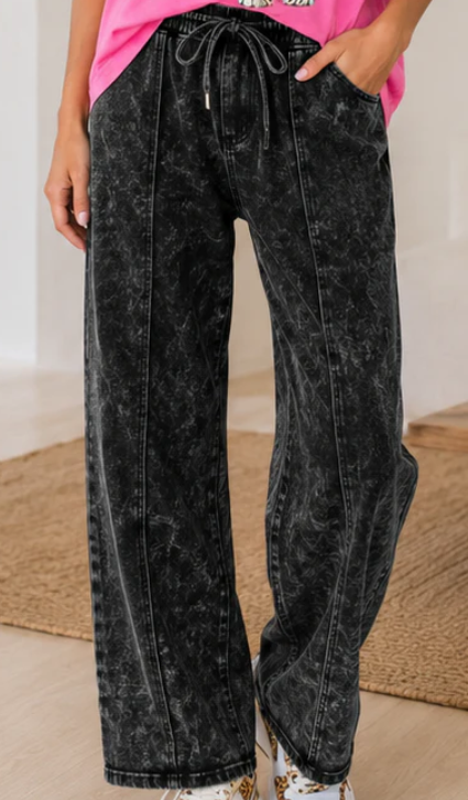 Black Mineral Wash Cargo Pants:  Preorder