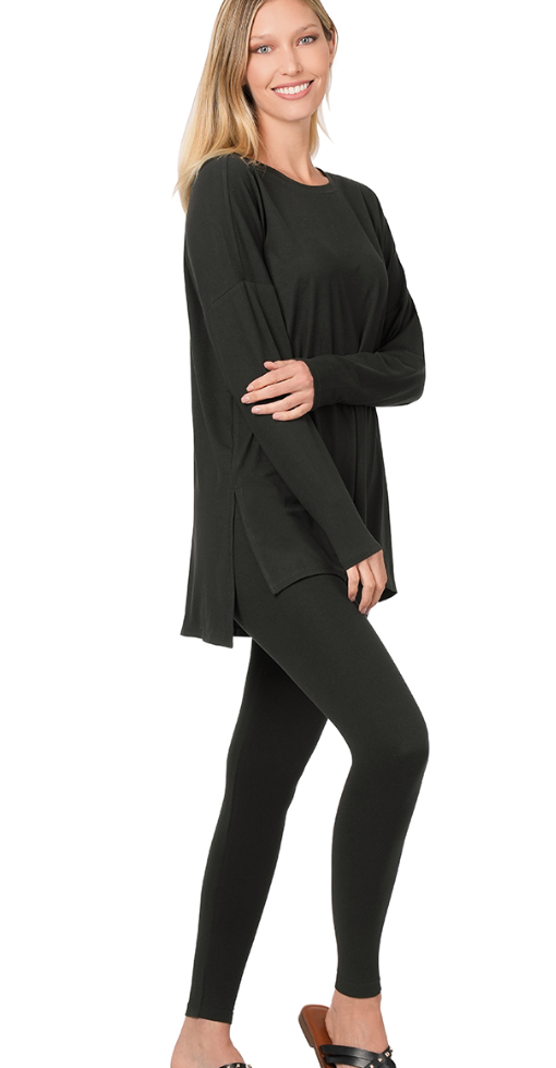 Black Brushed Microfiber Lounge Set