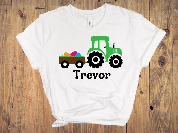 Custom Made Child's Construction Vehicles Easter Shirt - 3 Options