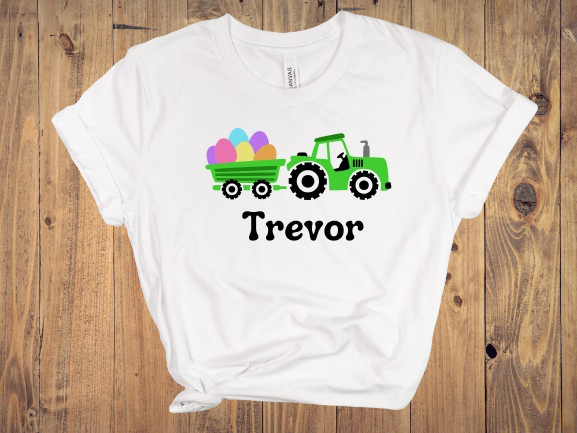 Custom Made Child's Construction Vehicles Easter Shirt - 3 Options